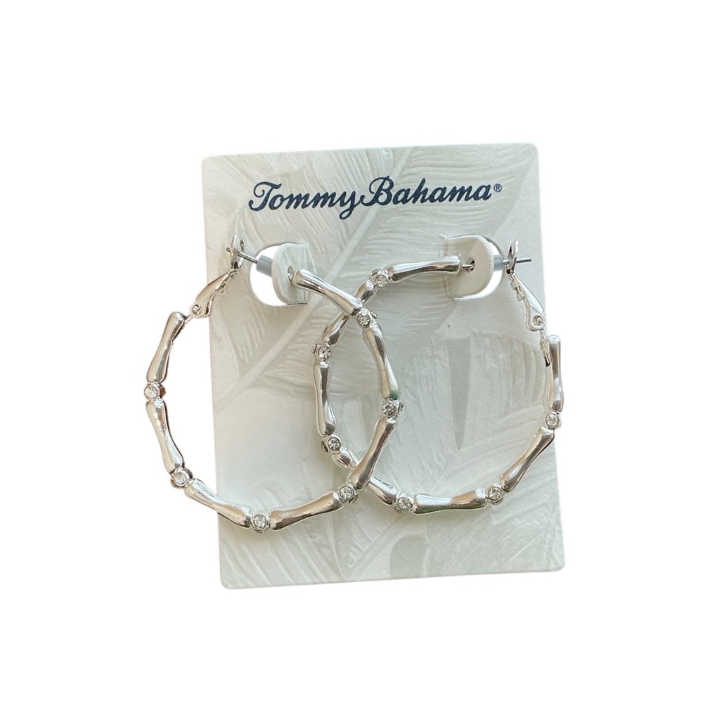 Tommy Bahama Silver Textured Hoop Earrings